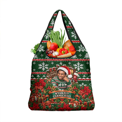 Stokely Carmichael Black Power Christmas Grocery Bag Retro Ugly Christmas Pattern Civil Rights Leader Pan African