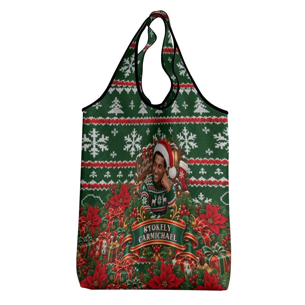 Stokely Carmichael Black Power Christmas Grocery Bag Retro Ugly Christmas Pattern Civil Rights Leader Pan African