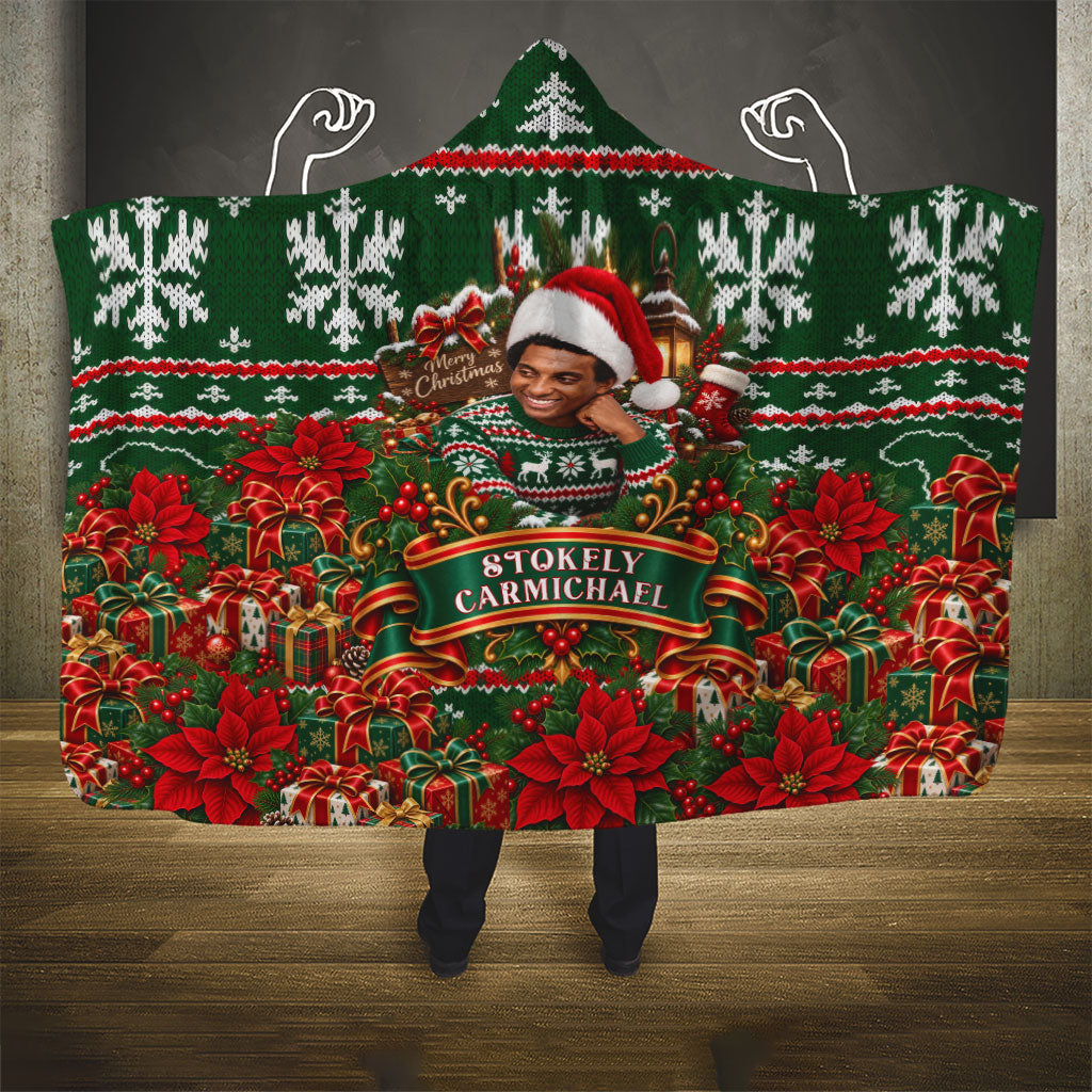 Stokely Carmichael Black Power Christmas Hooded Blanket Retro Ugly Christmas Pattern Civil Rights Leader Pan African