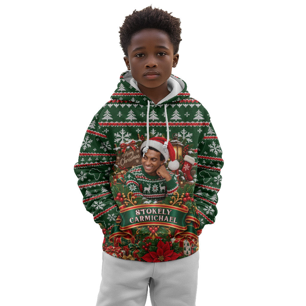 Stokely Carmichael Black Power Christmas Kid Hoodie Retro Ugly Christmas Pattern Civil Rights Leader Pan African