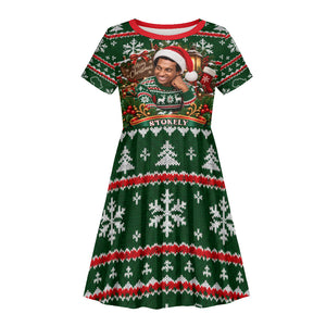 Stokely Carmichael Black Power Christmas Kid Short Sleeve Dress Retro Ugly Christmas Pattern Civil Rights Leader Pan African