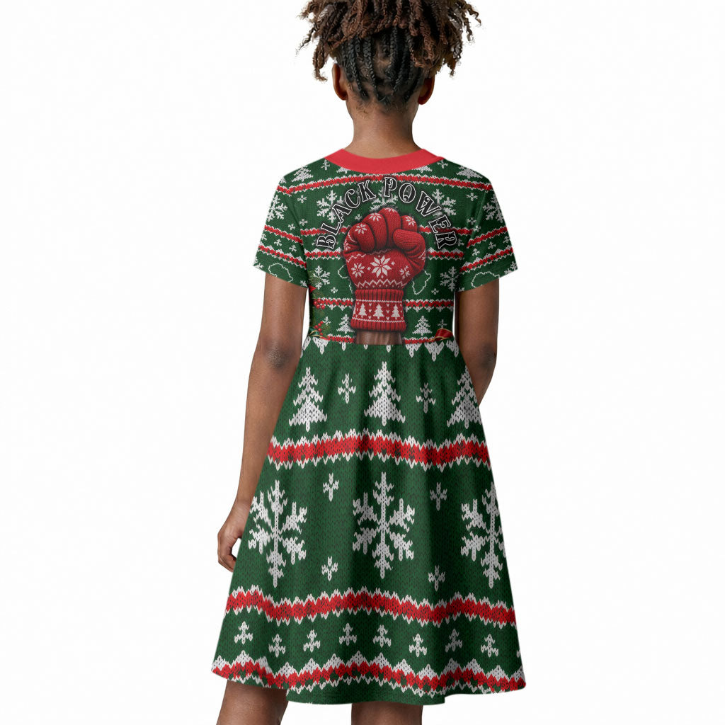 Stokely Carmichael Black Power Christmas Kid Short Sleeve Dress Retro Ugly Christmas Pattern Civil Rights Leader Pan African