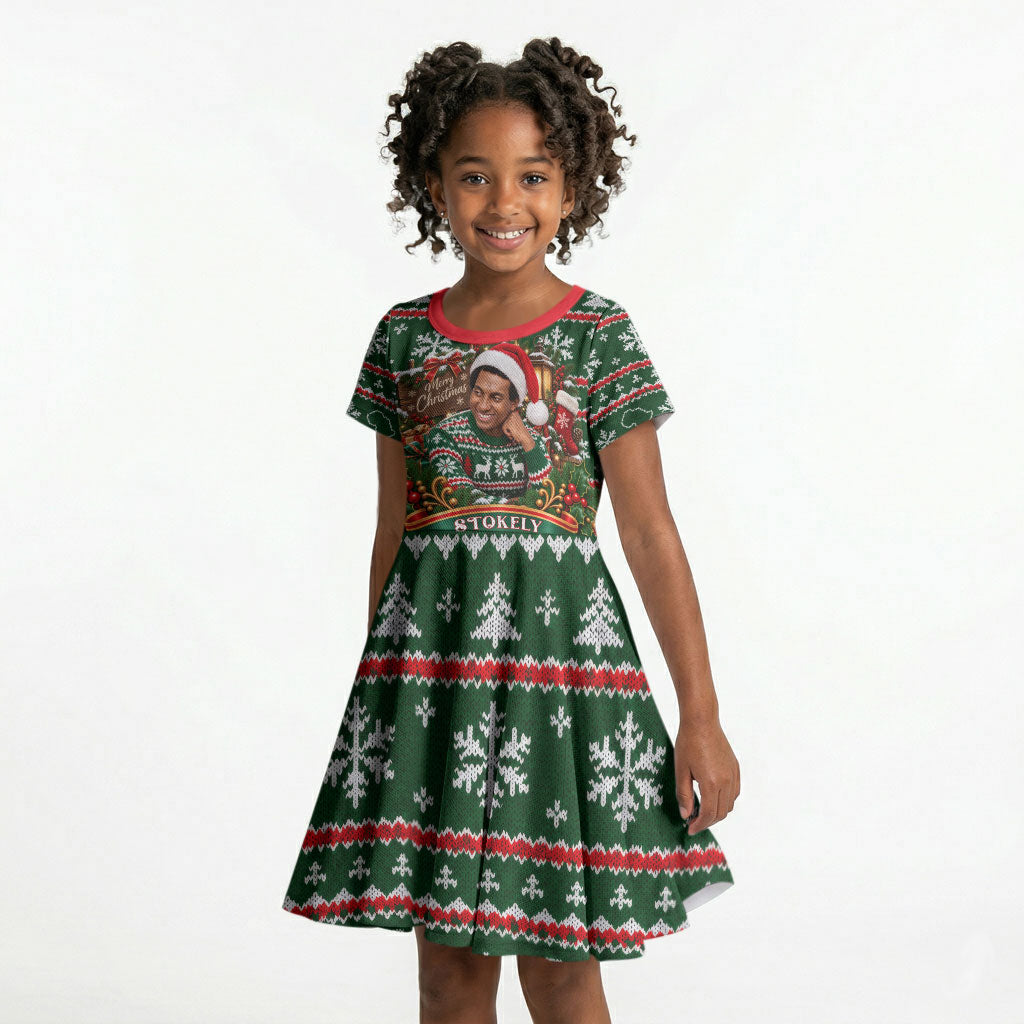 Stokely Carmichael Black Power Christmas Kid Short Sleeve Dress Retro Ugly Christmas Pattern Civil Rights Leader Pan African