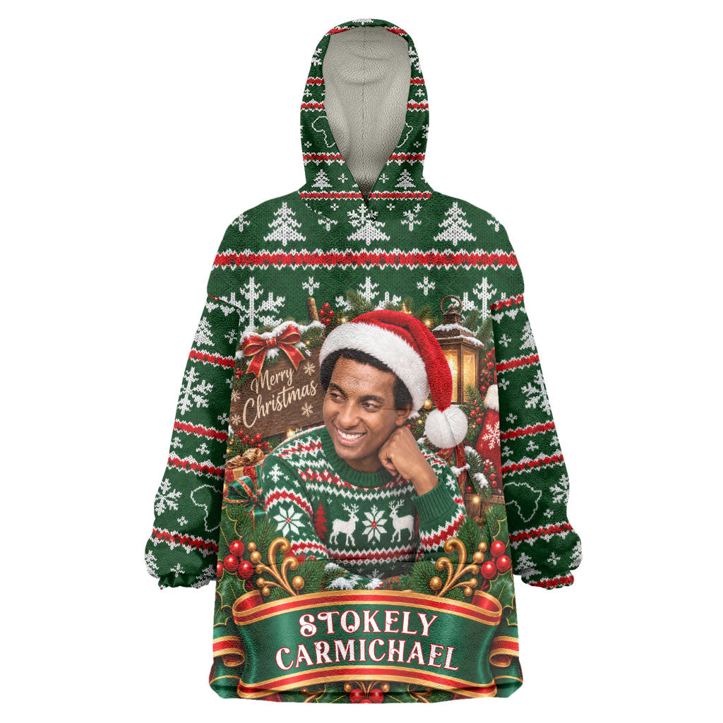 Stokely Carmichael Black Power Christmas Kid Wearable Blanket Hoodie Retro Ugly Christmas Pattern Civil Rights Leader Pan African
