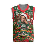 Stokely Carmichael Black Power Christmas Knitted V-Neck Vest Retro Ugly Christmas Pattern Civil Rights Leader Pan African