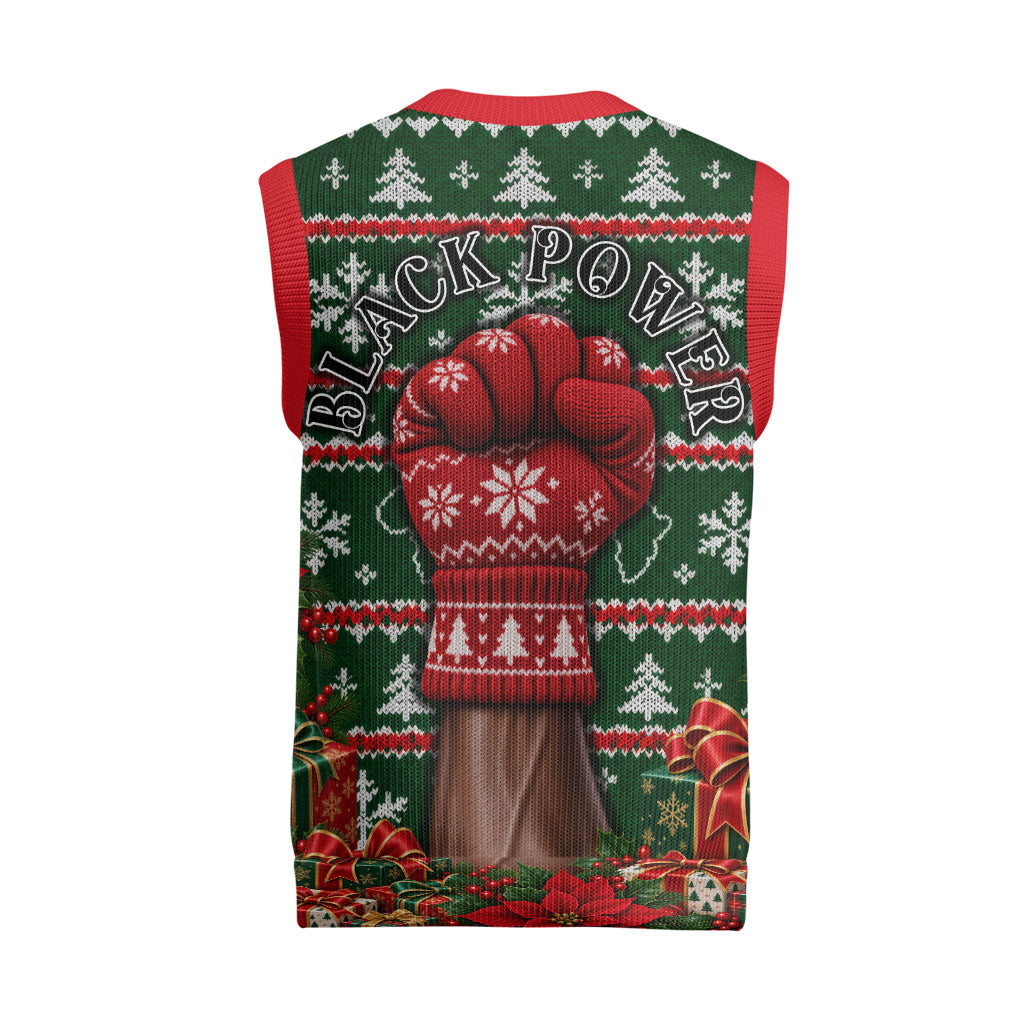 Stokely Carmichael Black Power Christmas Knitted V-Neck Vest Retro Ugly Christmas Pattern Civil Rights Leader Pan African