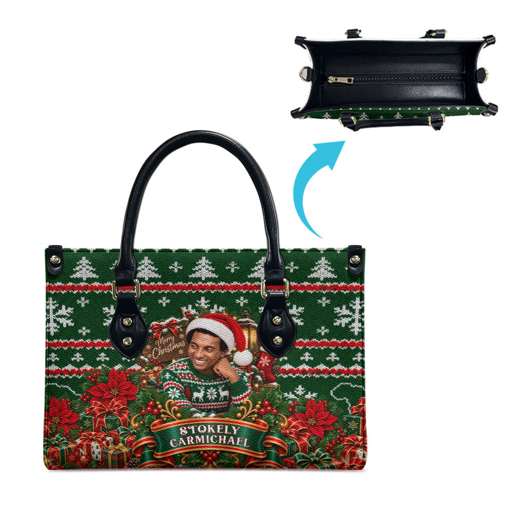 Stokely Carmichael Black Power Christmas Leather Bag Retro Ugly Christmas Pattern Civil Rights Leader Pan African