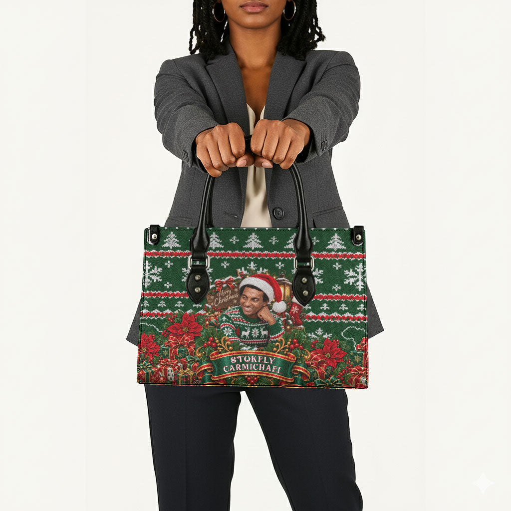 Stokely Carmichael Black Power Christmas Leather Bag Retro Ugly Christmas Pattern Civil Rights Leader Pan African