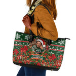 Stokely Carmichael Black Power Christmas Leather Tote Bag Retro Ugly Christmas Pattern Civil Rights Leader Pan African