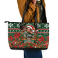 Stokely Carmichael Black Power Christmas Leather Tote Bag Retro Ugly Christmas Pattern Civil Rights Leader Pan African