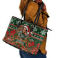 Stokely Carmichael Black Power Christmas Leather Tote Bag Retro Ugly Christmas Pattern Civil Rights Leader Pan African