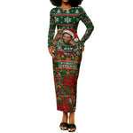 Stokely Carmichael Black Power Christmas Long Sleeve Bodycon Dress Retro Ugly Christmas Pattern Civil Rights Leader Pan African