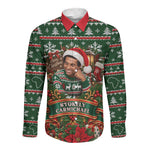 Stokely Carmichael Black Power Christmas Long Sleeve Button Shirt Retro Ugly Christmas Pattern Civil Rights Leader Pan African