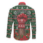 Stokely Carmichael Black Power Christmas Long Sleeve Button Shirt Retro Ugly Christmas Pattern Civil Rights Leader Pan African