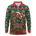 Stokely Carmichael Black Power Christmas Long Sleeve Polo Shirt Retro Ugly Christmas Pattern Civil Rights Leader Pan African