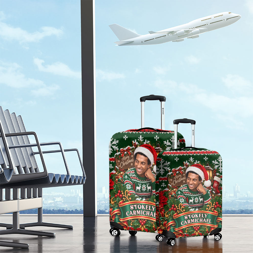 Stokely Carmichael Black Power Christmas Luggage Cover Retro Ugly Christmas Pattern Civil Rights Leader Pan African