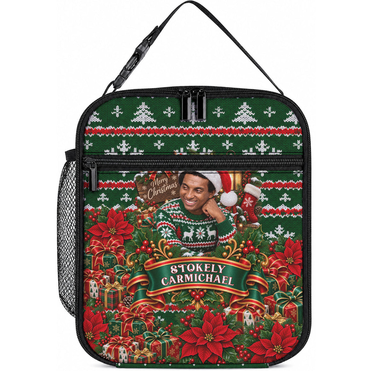 Stokely Carmichael Black Power Christmas Lunch Bag Retro Ugly Christmas Pattern Civil Rights Leader Pan African