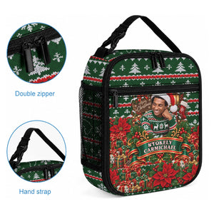 Stokely Carmichael Black Power Christmas Lunch Bag Retro Ugly Christmas Pattern Civil Rights Leader Pan African