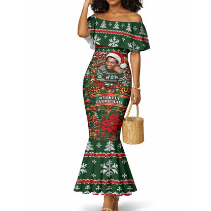 Stokely Carmichael Black Power Christmas Mermaid Dress Retro Ugly Christmas Pattern Civil Rights Leader Pan African