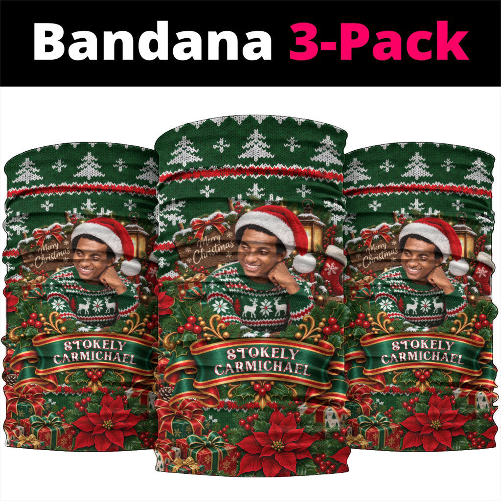 Stokely Carmichael Black Power Christmas Neck Gaiter Retro Ugly Christmas Pattern Civil Rights Leader Pan African
