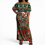 Stokely Carmichael Black Power Christmas Off Shoulder Maxi Dress Retro Ugly Christmas Pattern Civil Rights Leader Pan African