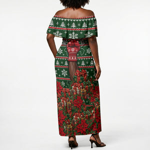 Stokely Carmichael Black Power Christmas Off Shoulder Maxi Dress Retro Ugly Christmas Pattern Civil Rights Leader Pan African