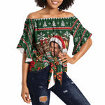 Stokely Carmichael Black Power Christmas Off Shoulder Wrap Waist Top Retro Ugly Christmas Pattern Civil Rights Leader Pan African