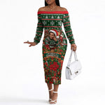 Stokely Carmichael Black Power Christmas Off The Shoulder Long Sleeve Dress Retro Ugly Christmas Pattern Civil Rights Leader Pan African