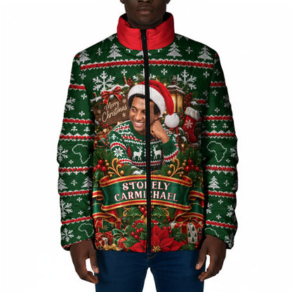 Stokely Carmichael Black Power Christmas Padded Jacket Retro Ugly Christmas Pattern Civil Rights Leader Pan African