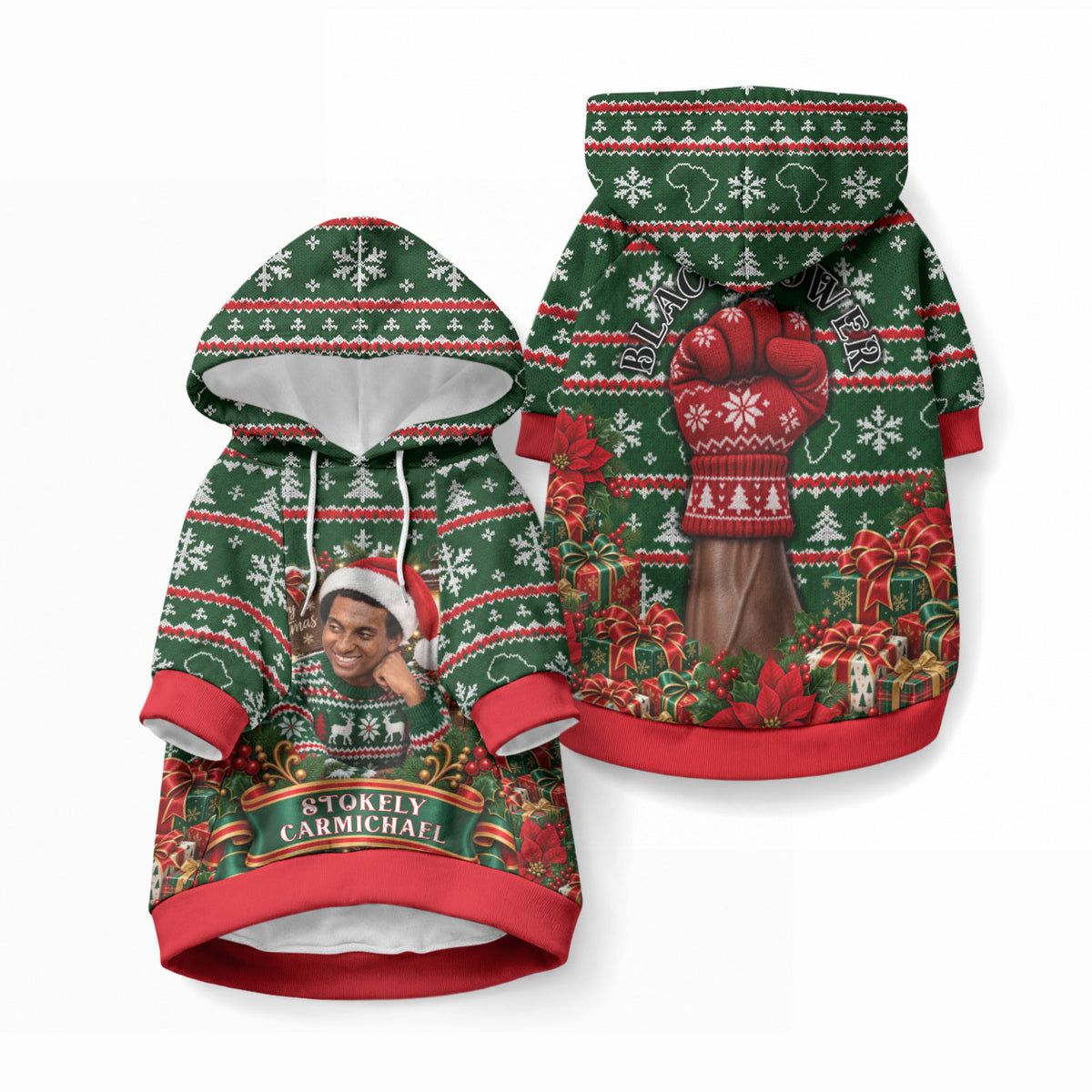 Stokely Carmichael Black Power Christmas Pet Hoodie Retro Ugly Christmas Pattern Civil Rights Leader Pan African