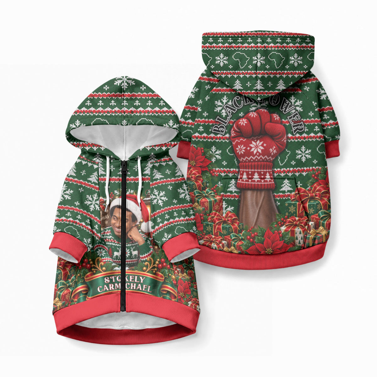 Stokely Carmichael Black Power Christmas Pet Hoodie Retro Ugly Christmas Pattern Civil Rights Leader Pan African