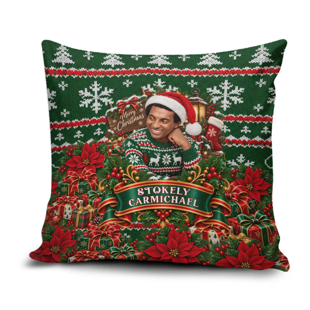 Stokely Carmichael Black Power Christmas Pillow Cover Retro Ugly Christmas Pattern Civil Rights Leader Pan African