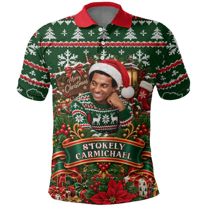 Stokely Carmichael Black Power Christmas Polo Shirt Retro Ugly Christmas Pattern Civil Rights Leader Pan African