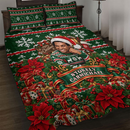 Stokely Carmichael Black Power Christmas Quilt Bed Set Retro Ugly Christmas Pattern Civil Rights Leader Pan African