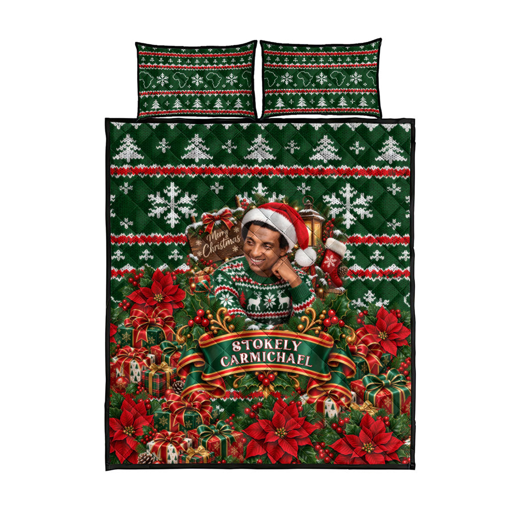 Stokely Carmichael Black Power Christmas Quilt Bed Set Retro Ugly Christmas Pattern Civil Rights Leader Pan African