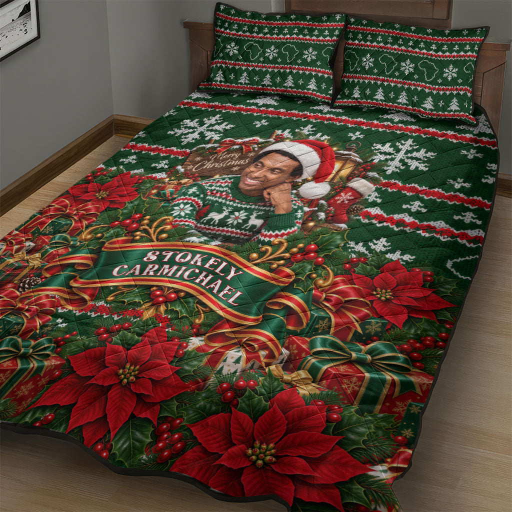 Stokely Carmichael Black Power Christmas Quilt Bed Set Retro Ugly Christmas Pattern Civil Rights Leader Pan African