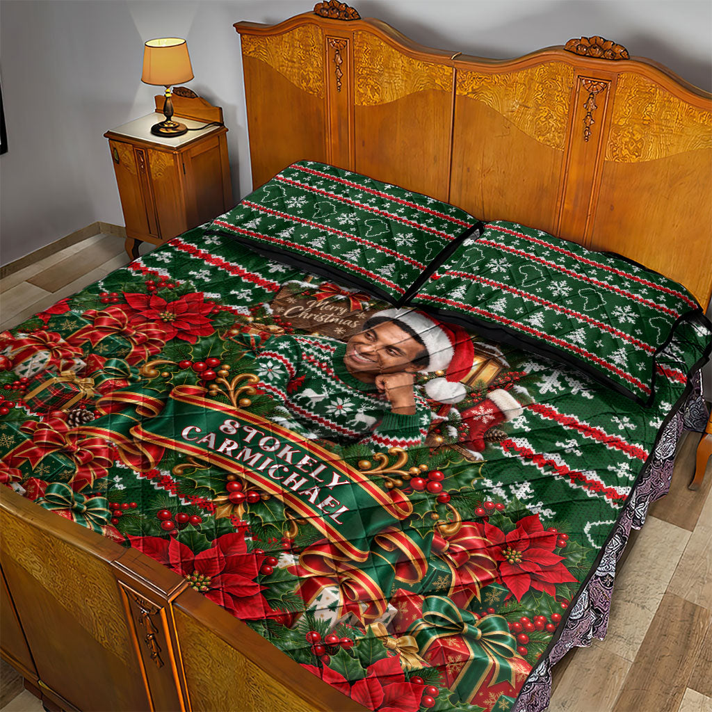 Stokely Carmichael Black Power Christmas Quilt Bed Set Retro Ugly Christmas Pattern Civil Rights Leader Pan African