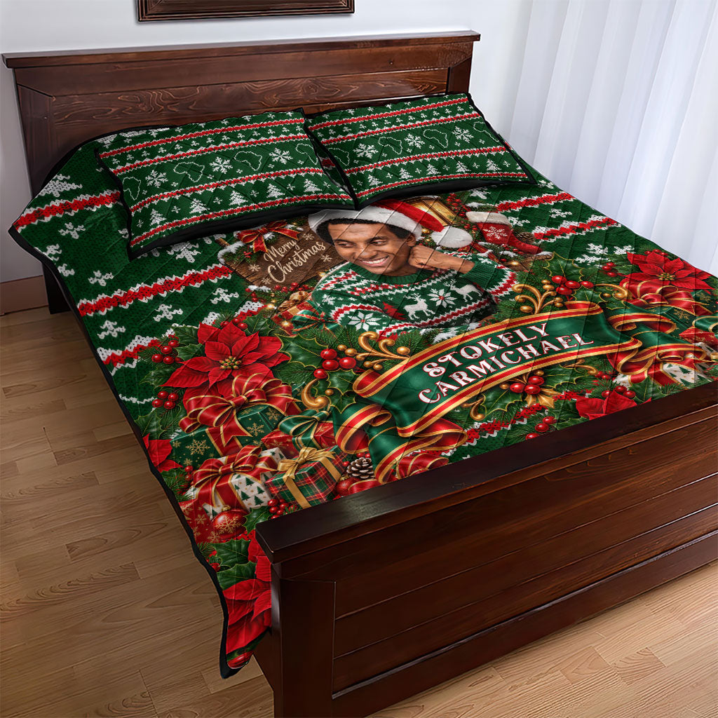 Stokely Carmichael Black Power Christmas Quilt Bed Set Retro Ugly Christmas Pattern Civil Rights Leader Pan African