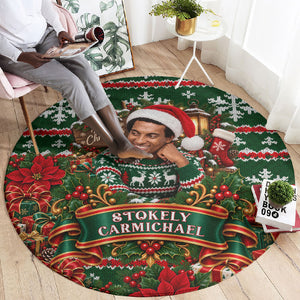 Stokely Carmichael Black Power Christmas Round Carpet Retro Ugly Christmas Pattern Civil Rights Leader Pan African