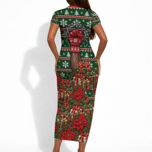 Stokely Carmichael Black Power Christmas Short Sleeve Bodycon Dress Retro Ugly Christmas Pattern Civil Rights Leader Pan African