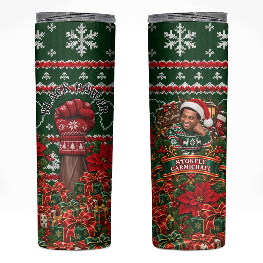 Stokely Carmichael Black Power Christmas Skinny Tumbler Retro Ugly Christmas Pattern Civil Rights Leader Pan African