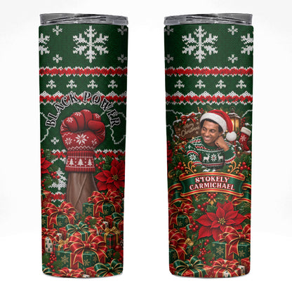 Stokely Carmichael Black Power Christmas Skinny Tumbler Retro Ugly Christmas Pattern Civil Rights Leader Pan African