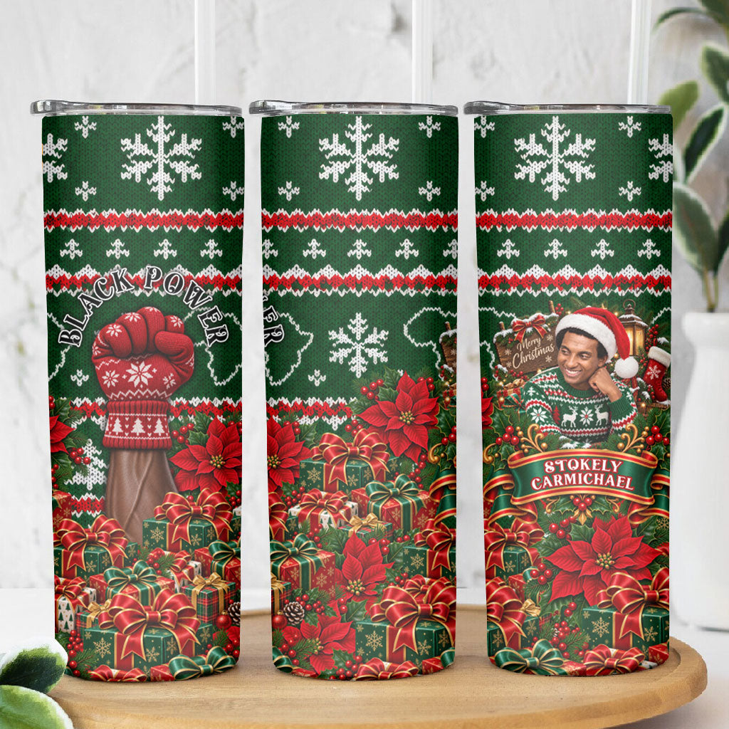 Stokely Carmichael Black Power Christmas Skinny Tumbler Retro Ugly Christmas Pattern Civil Rights Leader Pan African