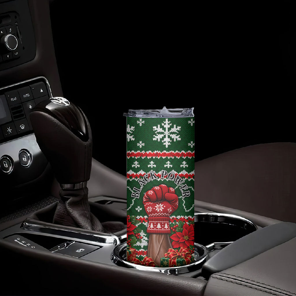 Stokely Carmichael Black Power Christmas Skinny Tumbler Retro Ugly Christmas Pattern Civil Rights Leader Pan African