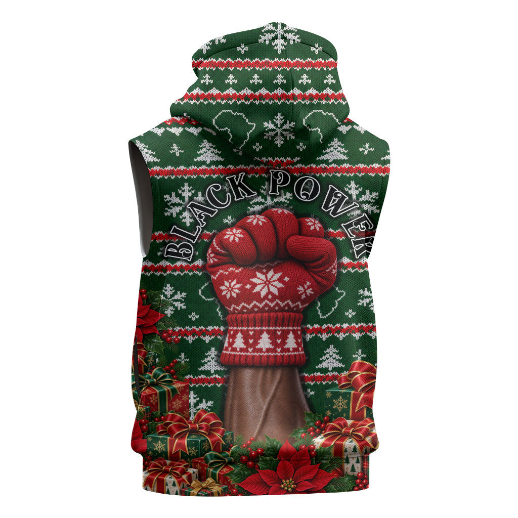 Stokely Carmichael Black Power Christmas Sleeveless Zip Hoodie Retro Ugly Christmas Pattern Civil Rights Leader Pan African