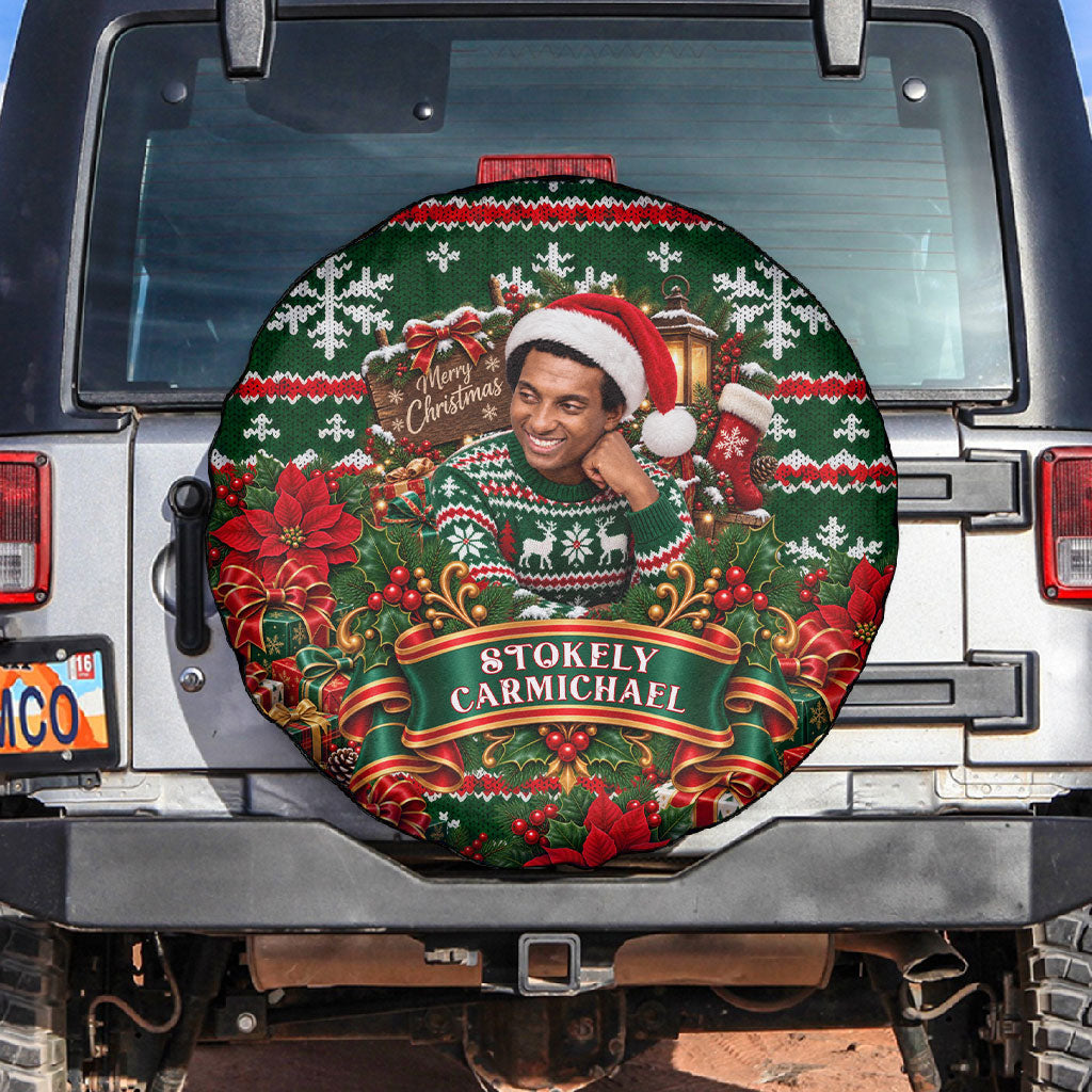 Stokely Carmichael Black Power Christmas Spare Tire Cover Retro Ugly Christmas Pattern Civil Rights Leader Pan African