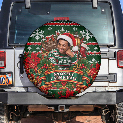 Stokely Carmichael Black Power Christmas Spare Tire Cover Retro Ugly Christmas Pattern Civil Rights Leader Pan African