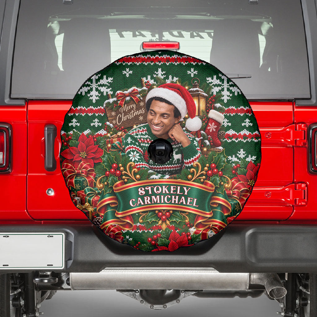 Stokely Carmichael Black Power Christmas Spare Tire Cover Retro Ugly Christmas Pattern Civil Rights Leader Pan African