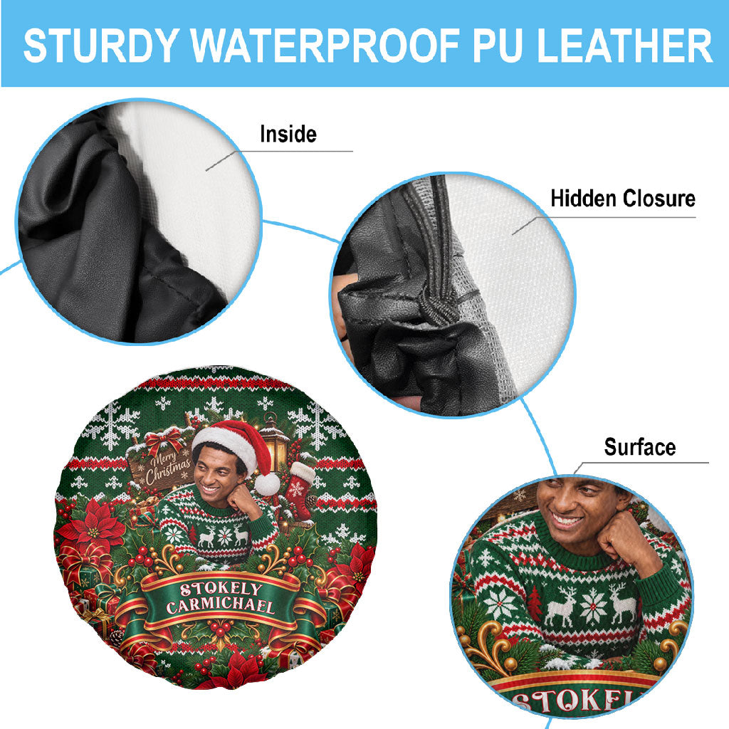 Stokely Carmichael Black Power Christmas Spare Tire Cover Retro Ugly Christmas Pattern Civil Rights Leader Pan African