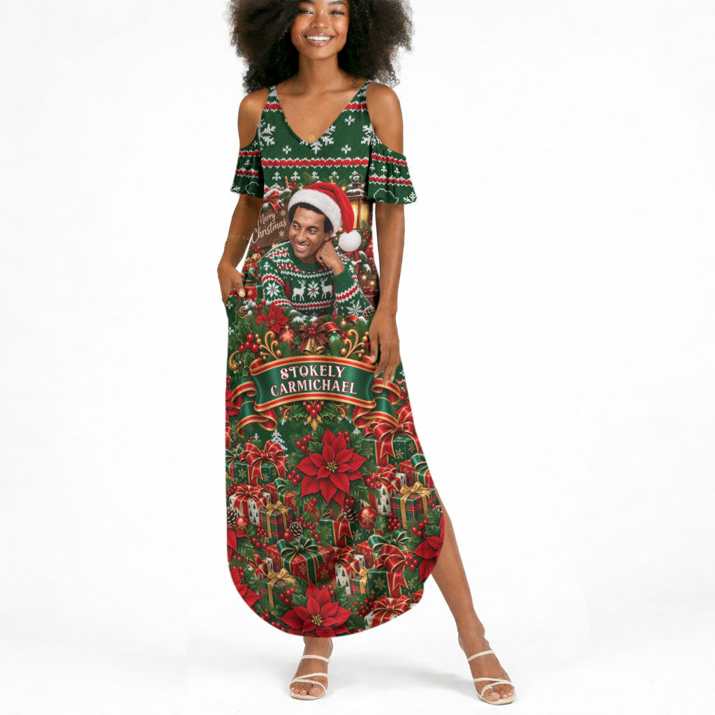 Stokely Carmichael Black Power Christmas Summer Maxi Dress Retro Ugly Christmas Pattern Civil Rights Leader Pan African